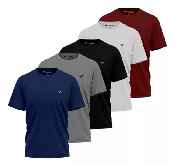 5 Camiseta Masculina Camisas Slim Voker 100% AlgodÃ£o Atacado