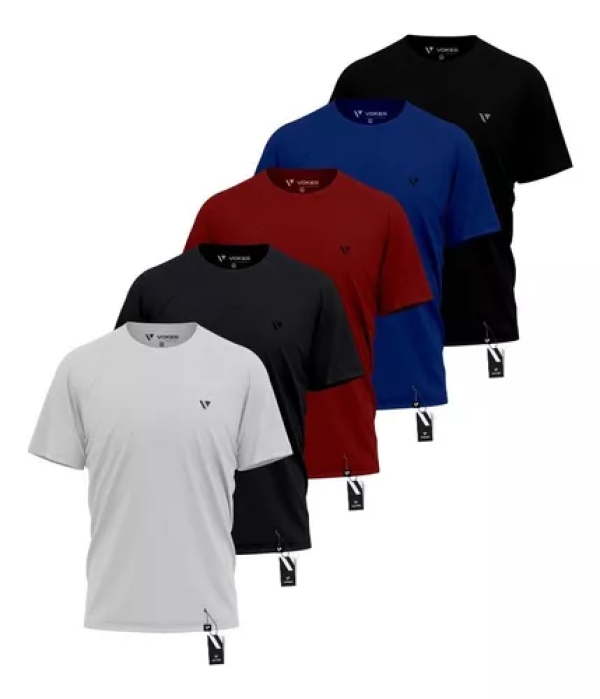 5 Camiseta Masculina Camisas Slim Voker 100% AlgodÃ£o Atacado