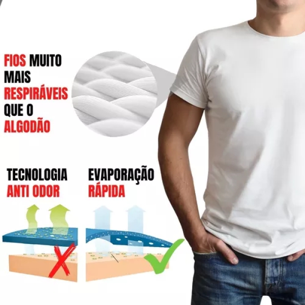 Kit 5 Camisetas BÃ¡sicas Masculina Dry Fit Lisa Tradicional