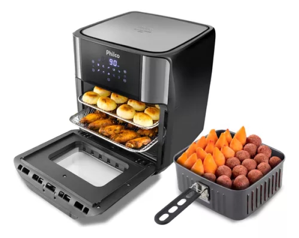 Fritadeira ElÃ©rica Air Fryer Oven Philco Pfr2200 12 litros 4 Em 1 1800w Cor Preta 110V