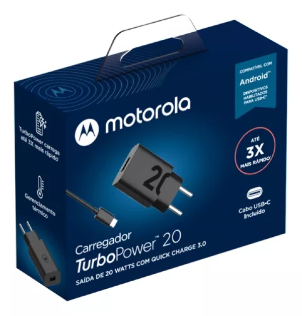 Motorola - Carregador Turbo Power 20w Tipo C Usb-c - Cabo 1 Metro - Moto G23 G24 G34 G53 G54 G73 G84